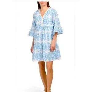 Saiph Lab Cornflower Blue White Boho Dress Medium